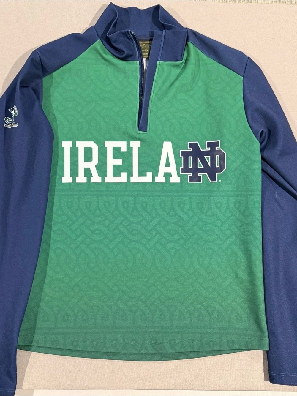 Ireland Notre Dame Green & Navy Quarter-Zip Pullover